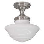 Design House 577494 9" Wide Semi-Flush Ceiling Fixture with Frosted Glass Shade Satin Nickel