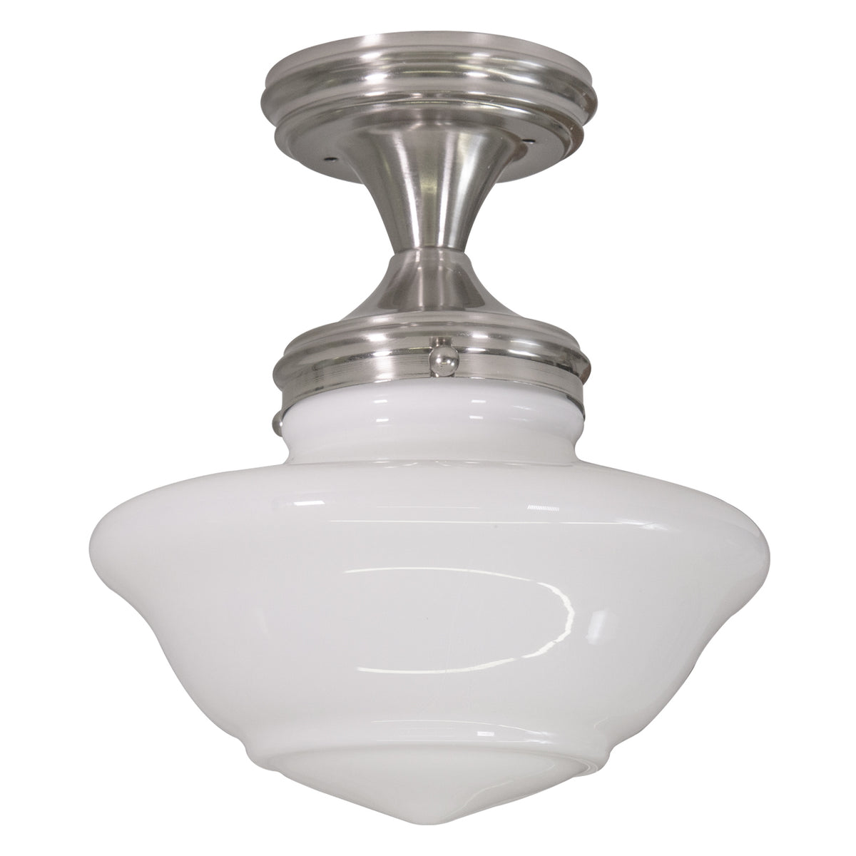 Design House 577494 9" Wide Semi-Flush Ceiling Fixture with Frosted Glass Shade Satin Nickel