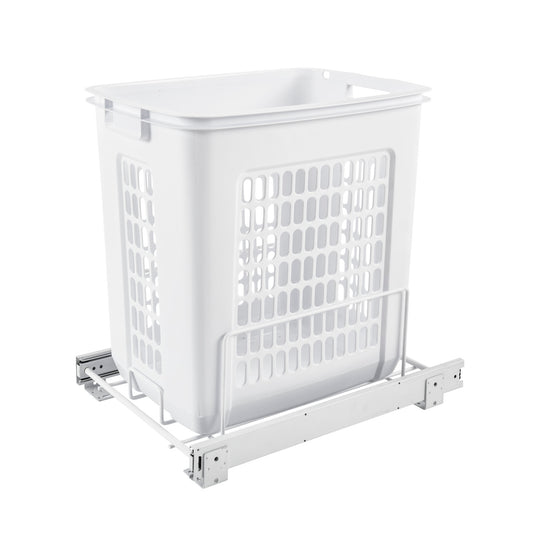 Rev-a-Shelf HPRV-1520 S Value Line 14-1/4"W Polymer Pull Out Sliding Laundry Basket Clothes Hamper White Storage