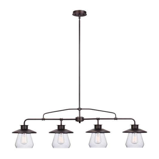 GLOBE Electric 65382 4-Light Pendant, Oil Rubbed Bronze, Clear Glass Shades, E26 Base Socket, Kitchen Island, Pendant Light Fixture, Adjustable Height, Home Décor Lighting