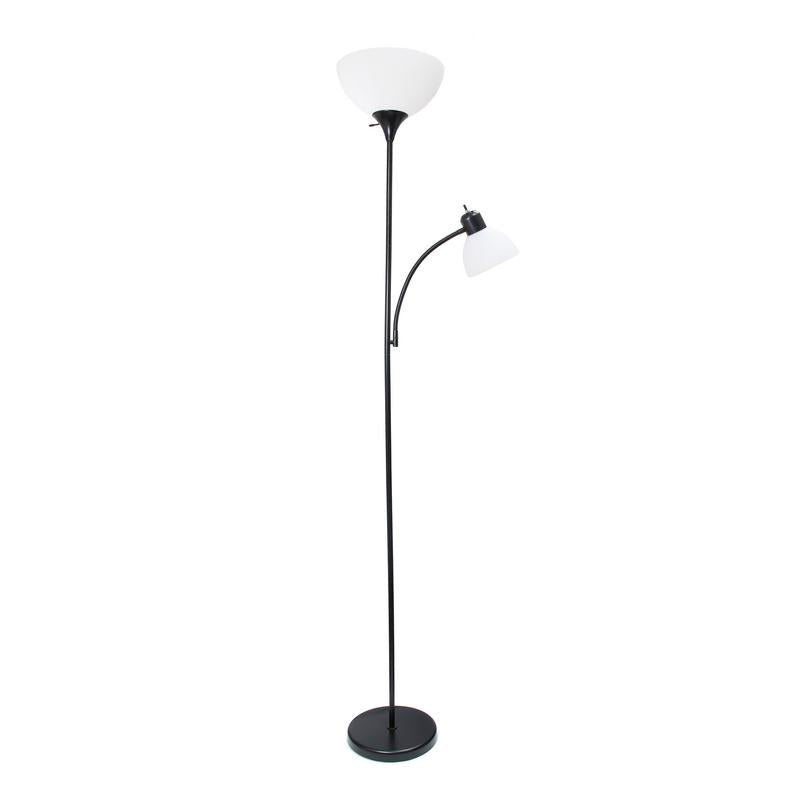 Simple Designs Floor Lamp with Reading Light Black