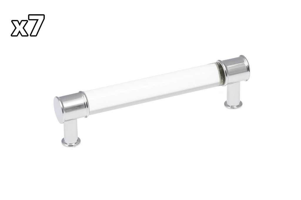 7 x Hickory Hardware P3635 Midway 5-1/16 Inch (128mm) Center to Center Acrylic Clear Bar Cabinet Handle / Drawer Pull Crysacrylic with Chrome