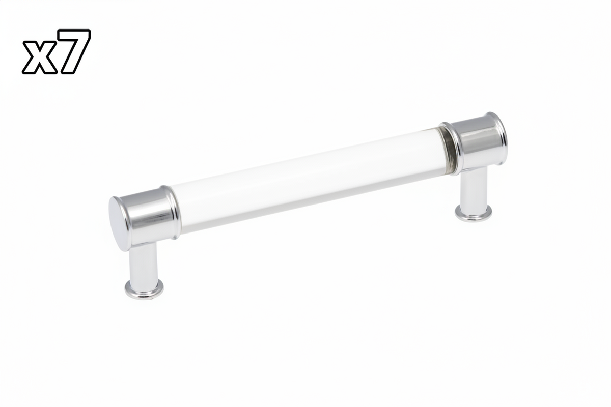 7 x Hickory Hardware P3635 Midway 5-1/16 Inch (128mm) Center to Center Acrylic Clear Bar Cabinet Handle / Drawer Pull Crysacrylic with Chrome