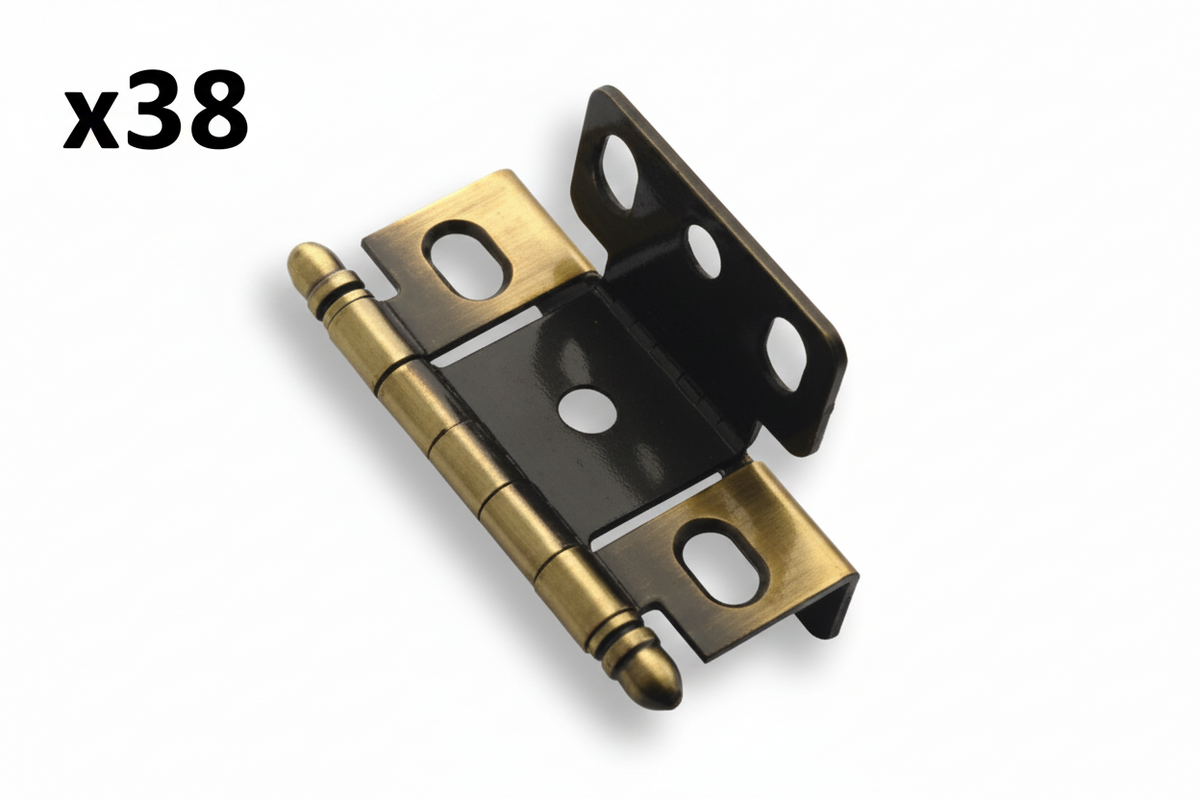 38 x Amerock PK3175TB Functional Hardware Full Inset Wrap Cabinet Door Hinge with 105 Degree Opening Angle