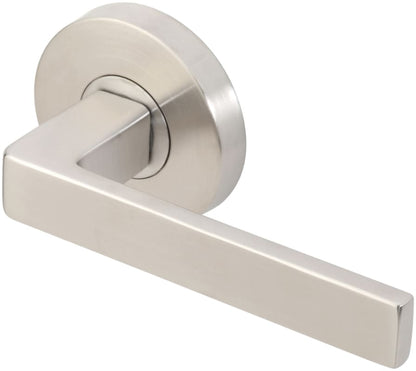 INOX Tokyo Privacy Door Lever Set with 2-3/4 Inch Backset, RA Series Round Rose, and TL4 28 Degree Latch