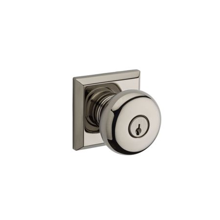 Baldwin Reserve Enroutsr141 Entry Round Knob and Traditional Square Rose Bright Nickel Finish