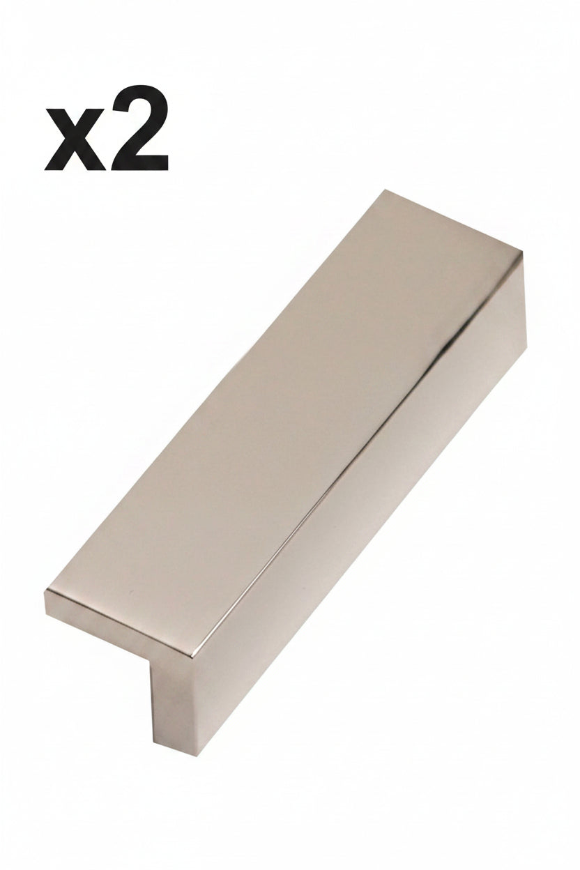 2 x Alno A960-35 Tab 4" Long Surface Mount Hole Cover Solid Brass Cabinet Handle / Drawer Pull Satin Nickel