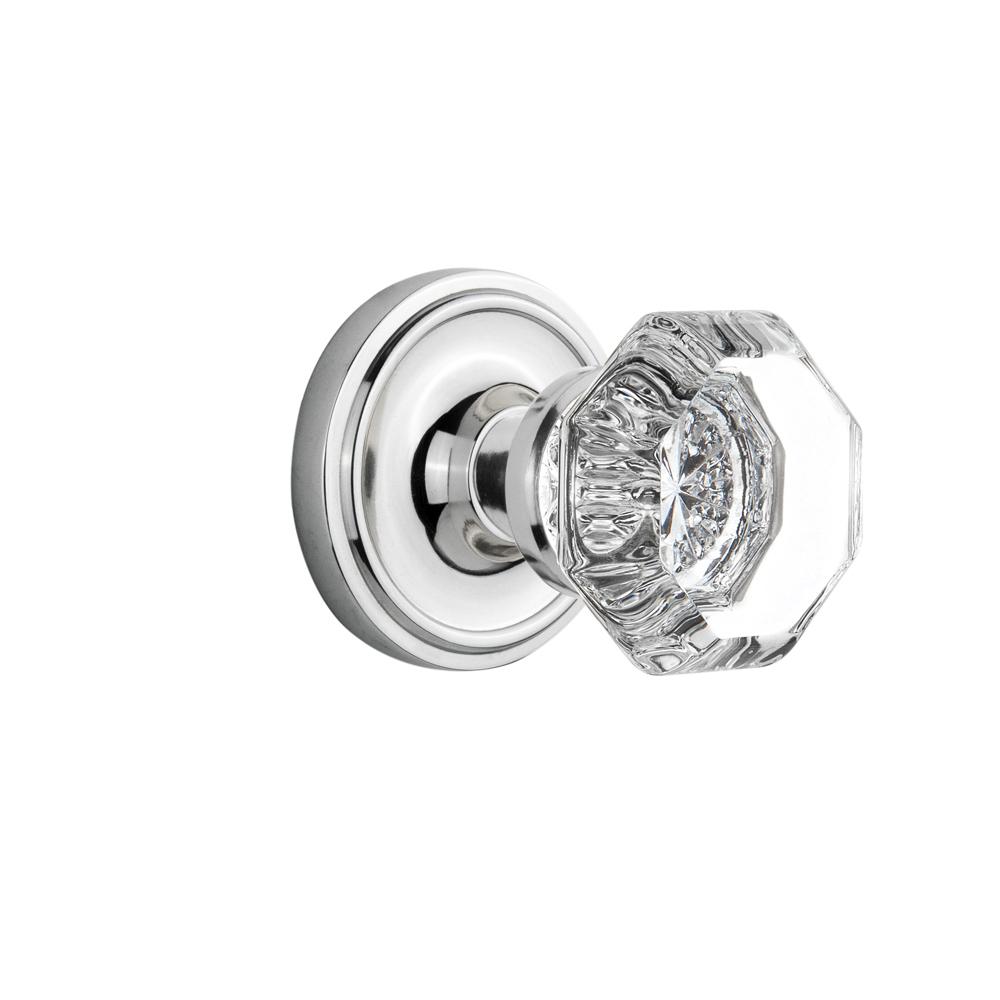 Nostalgic Warehouse Waldorf Solid Brass Single Dummy Knob with Classic Rose - Bright Chrome - 704840