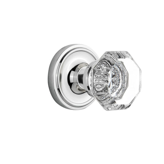 Nostalgic Warehouse Waldorf Solid Brass Single Dummy Knob with Classic Rose - Bright Chrome - 704840