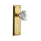 Nostalgic Warehouse Waldorf Solid Brass Privacy Knobset with New York Rose - Unlacquered Brass - 717075