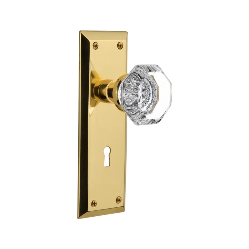 Nostalgic Warehouse Waldorf Solid Brass Privacy Knobset with New York Rose - Unlacquered Brass - 717075
