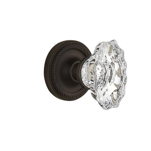 Nostalgic Warehouse Rope Rosette with Chateau Knob, Privacy - 2.75", Oil-Rubbed Bronze