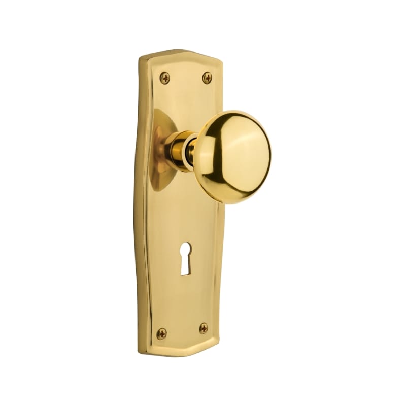 Nostalgic Warehouse Prairie Plate with Keyhole New York Knob, Privacy - 2.375", Unlacquered Brass