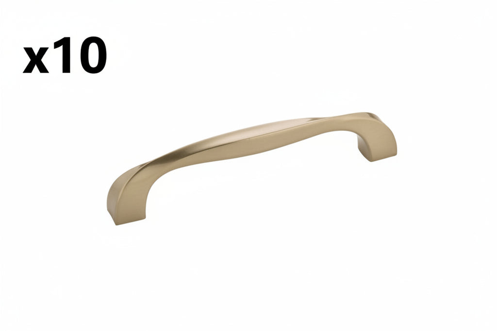 10 x Twist Collection 5-1/16 in. (128 Mm) Center to Center Satin Brown Elusive Golden Nickel Bar Cabinet Pull - *Tools
