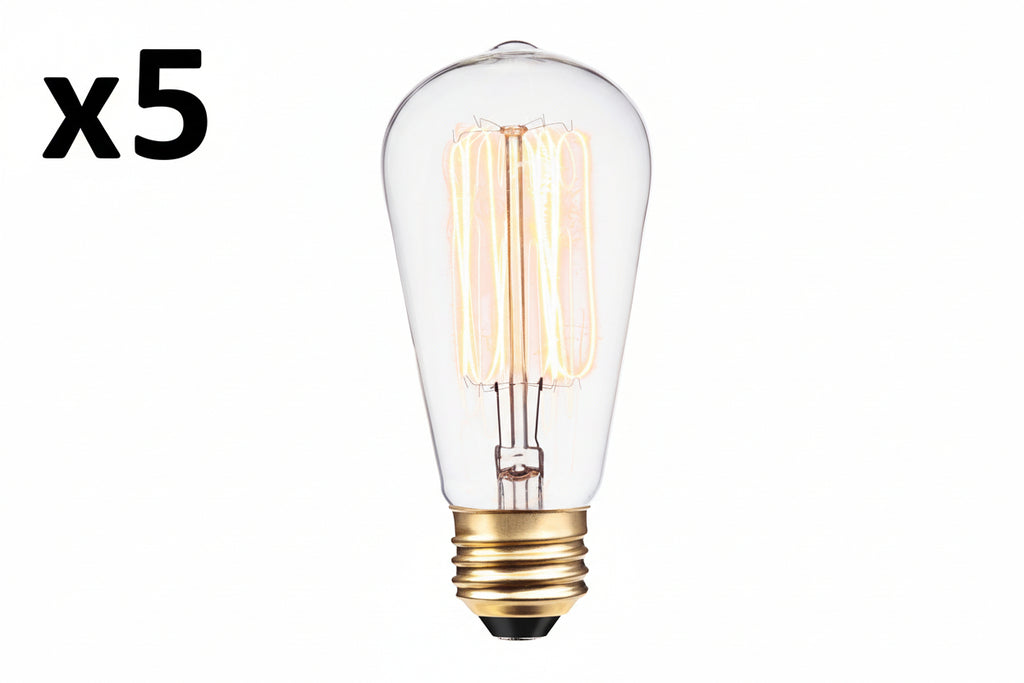 5 x Globe Electric 60w Vintage Edison S60 Squirrel Cage Incandescent Filament Light Bulb, E26 Base, 220 Lumens,