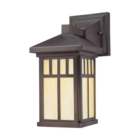Westinghouse 6732800 Burnham One-Light Exterior Wall Lantern on Steel with Honey Art Glass, Oil Rubbed Bronze Finish