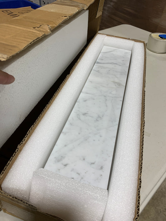 Ariel AL-CW-SIDESPLSH Ariel 21-3/16" Marble Vanity Side Splash White Bathroom Storag