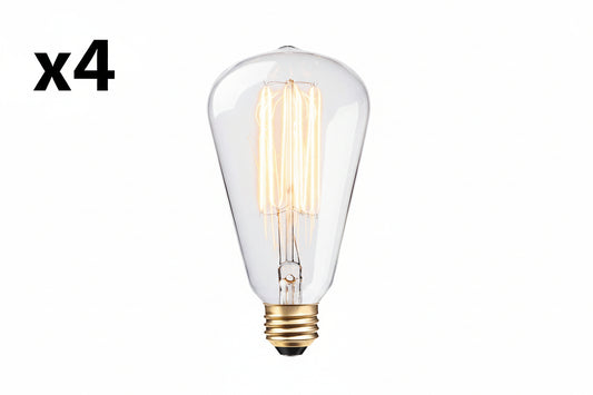 4 x Globe Electric 60W Vintage Edison S-Type Clear Glass Dimmable Incandescent Light Bulb 83008