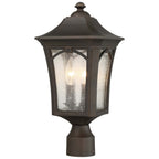 Solida 3-Light Outdoor Oil Rubbed Bronze Post Light with Clear Seeded Glass