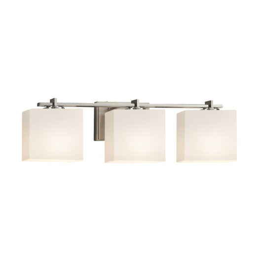 Justice Design Group Lighting FSN-8443-55-OPAL-NCKL-LED3-2100 Fusion Era LED 3-Light Bath Bar-Brushed Nickel Finish with Artisan Glass Opal-Rectangle Shade