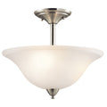 Nicholson 16 in. 3-Light Brushed Nickel Hallway Transitional Semi-Flush Mount Ceiling Light with Satin Etched Glass