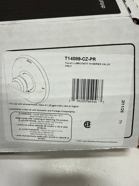 Delta T14089 Tetra Monitor 14 Series Pressure Balanced Valve Trim Only - Lumicoat