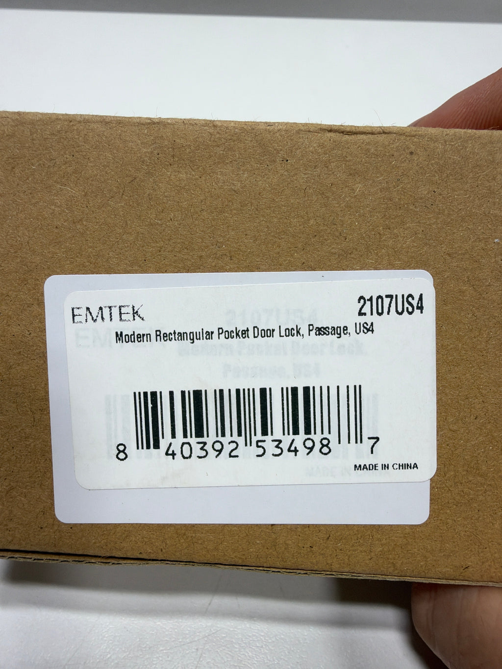 Emtek 2107 Modern Rectangular Passage Pocket Door Lock Satin Brass