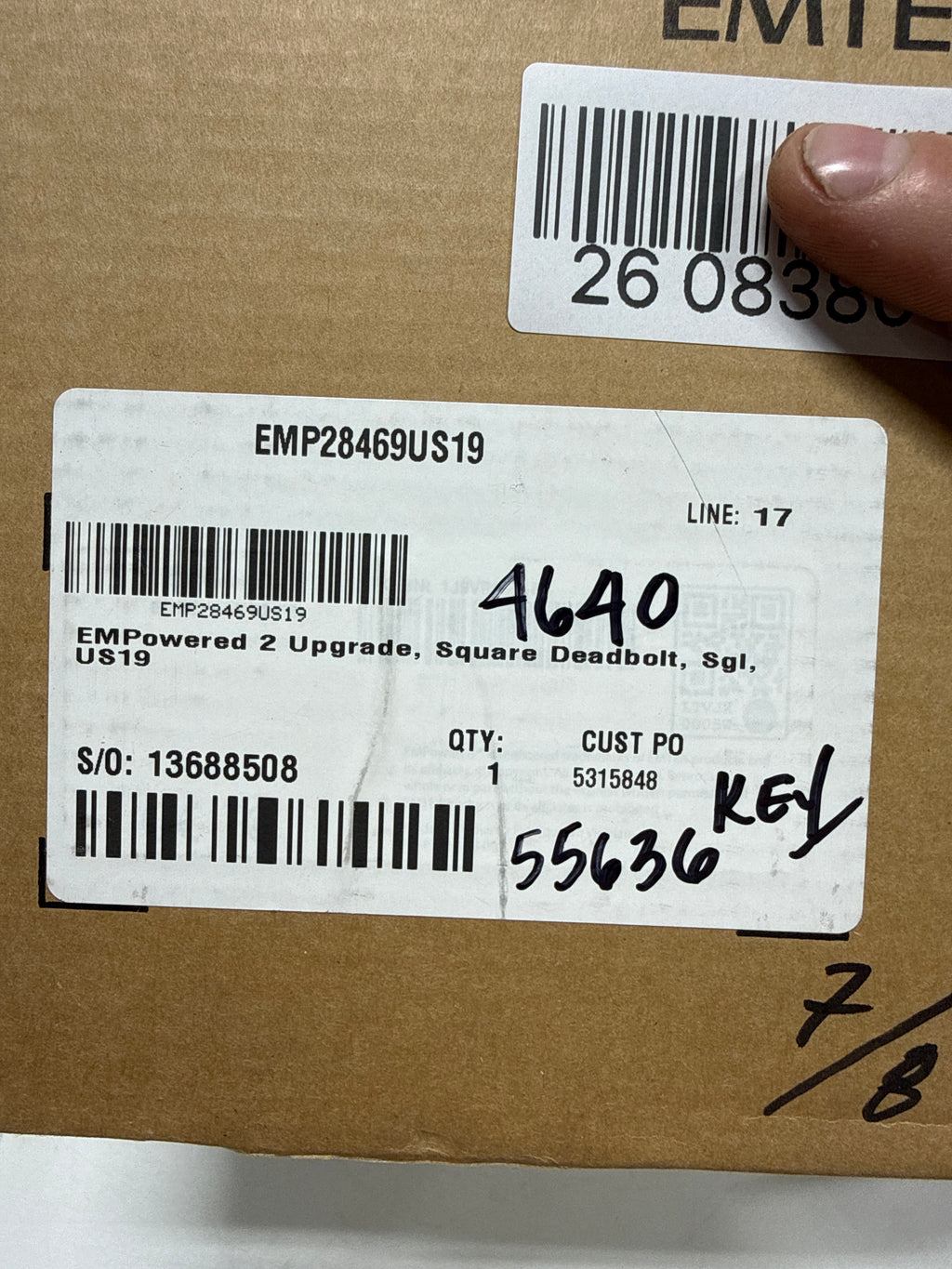 Emtek Square Single Cylinder Keyed Entry Deadbolt with Empowered 2 Upgrade Model: EMP28469US19