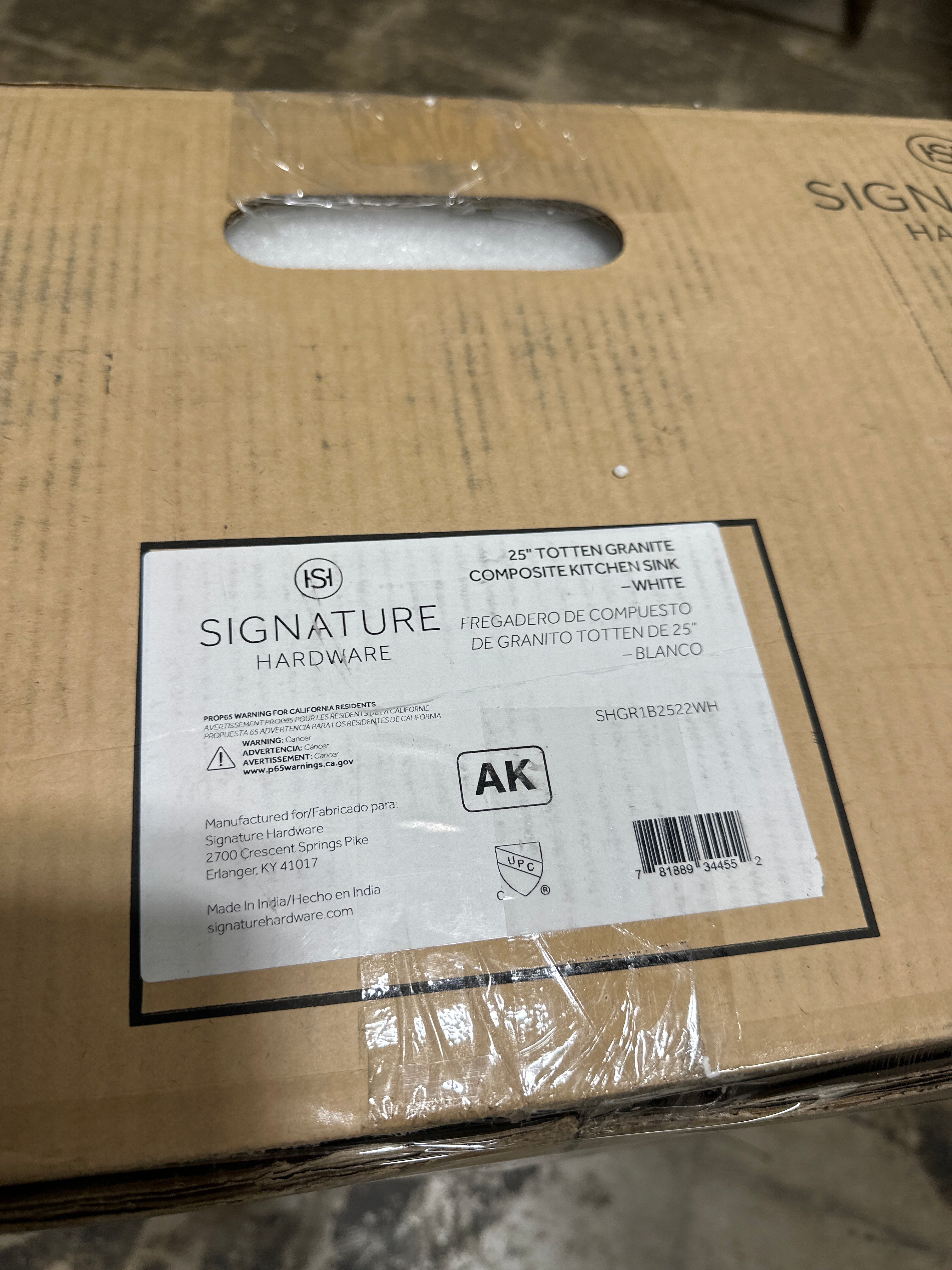 Signature Hardware 447657 Totten 25" Drop In or Undermount Single Basin Granite Composite Kitchen Sink