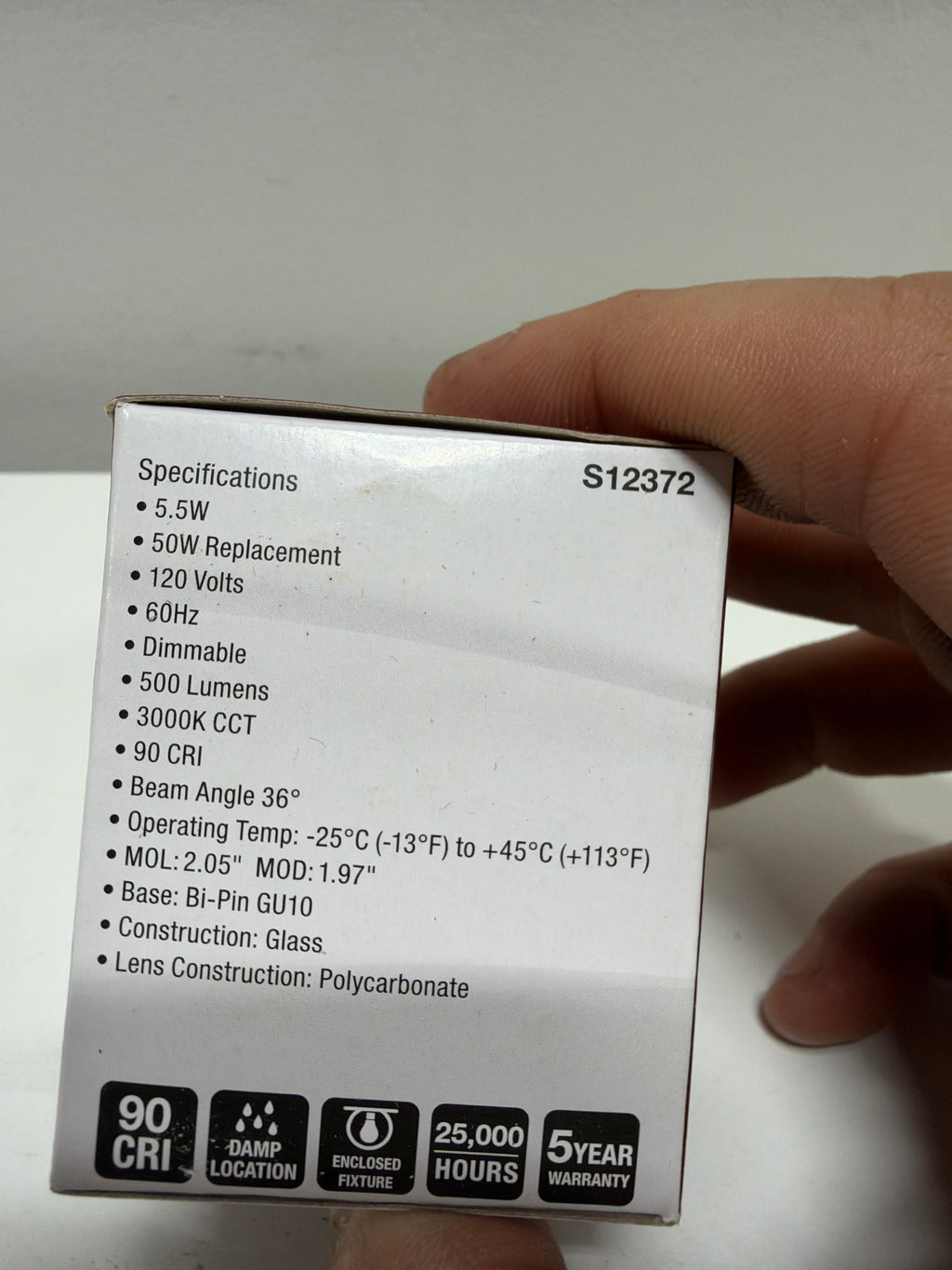 Satco Lighting S12372 5.5 Watt Dimmable MR16 GU10 LED Bulb- 500 Lumens 3000K and 90CRI Clear Bulbs Bulbs LED
