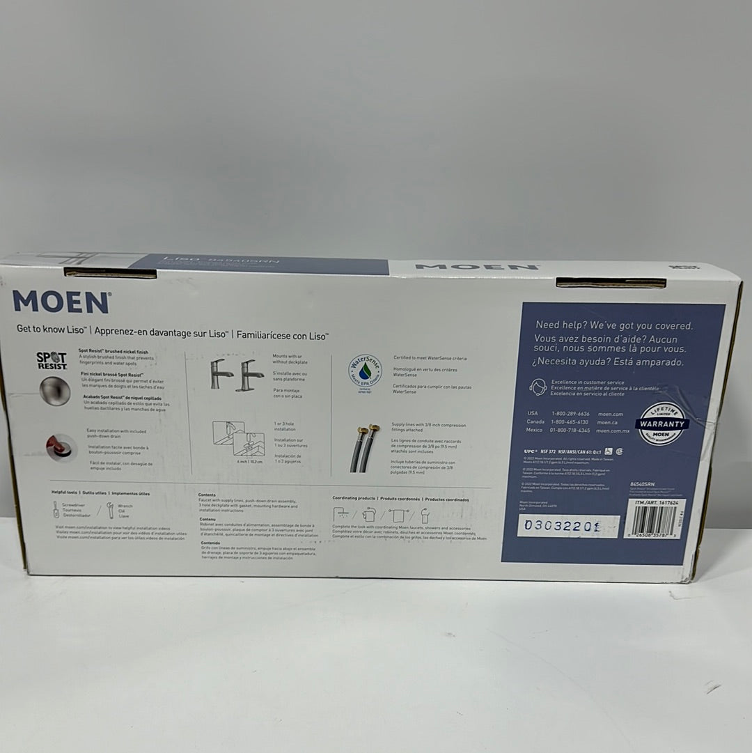 Moen Liso Spot Resist Brushed Nickel One Handle Bathroom Faucet