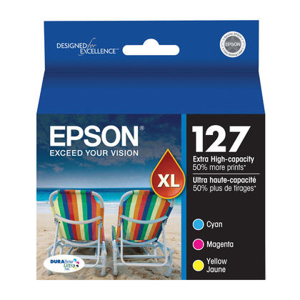 Epson 127XL C/M/Y 3pk Ink Cartridges - Cyan, Magenta, Yellow (T127520-CP): High Yield Printer Ink