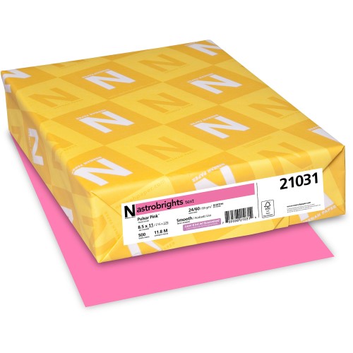 Astrobright Paper- 24Lb- 8.5 in. X 11 in., Pulsar Pink, 500PK