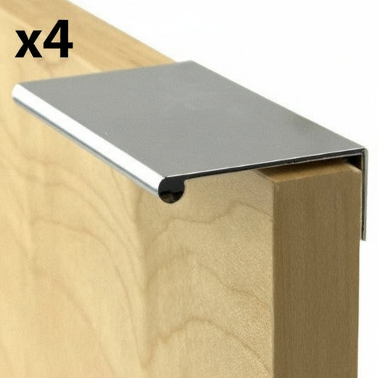 4 x Berenson 1057 Bravo 3 Inch Wide Finger Tab Cabinet Lip Pull / Drawer Lip Pull Polished Chrome