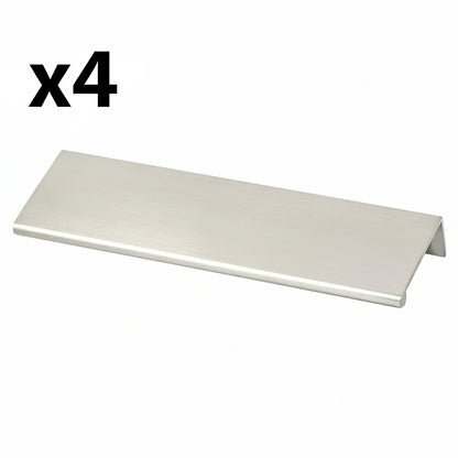 4 x Berenson 1061 Bravo 4-13/32" Center to Center 6" Long Finger Tab Cabinet Edge Pull / Drawer Edge Pull Brushed Nickel