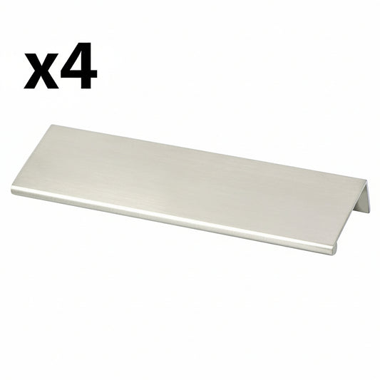 4 x Berenson 1061 Bravo 4-13/32" Center to Center 6" Long Finger Tab Cabinet Edge Pull / Drawer Edge Pull Brushed Nickel