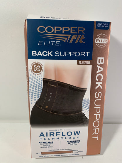 Copper Fit Elite Air Back Support Brace with Airflow Technology, Adjustable Compression Straps, Double Band, One Size Fits Most