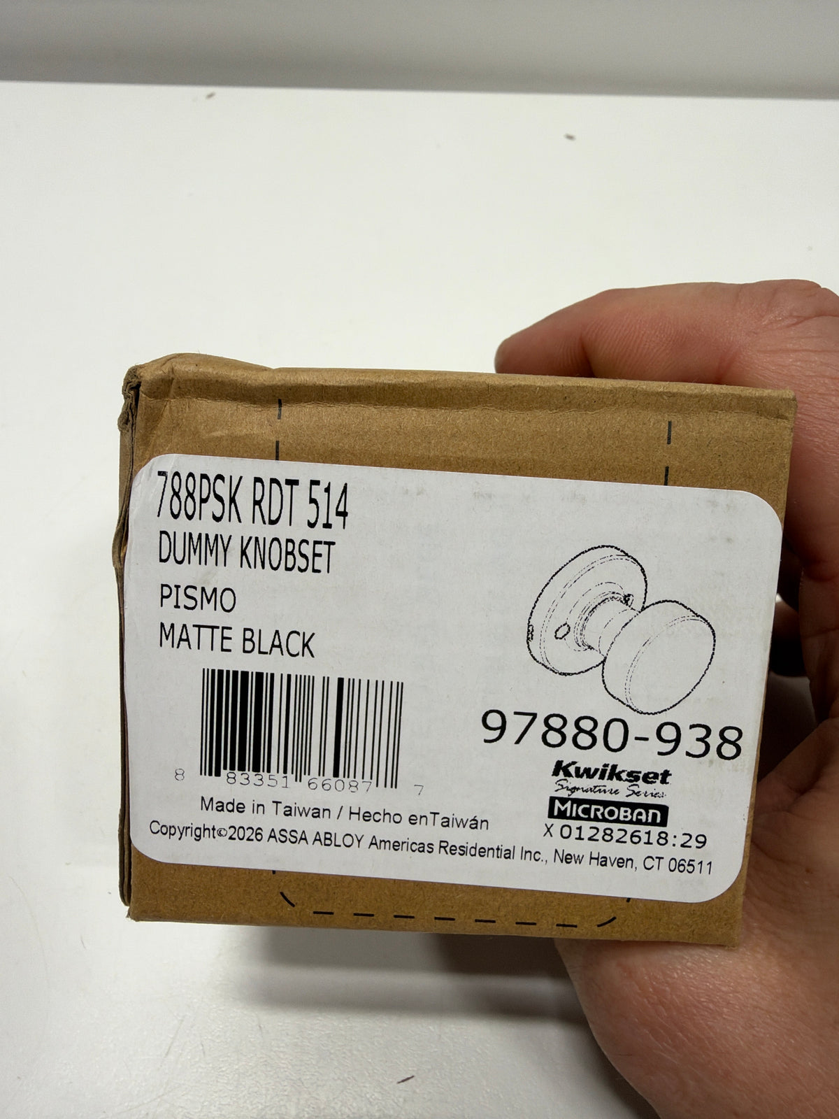 Kwikset 788PSKRDT Pismo Non-Turning One-Sided Dummy Door Knob with Round Rose Matte Black