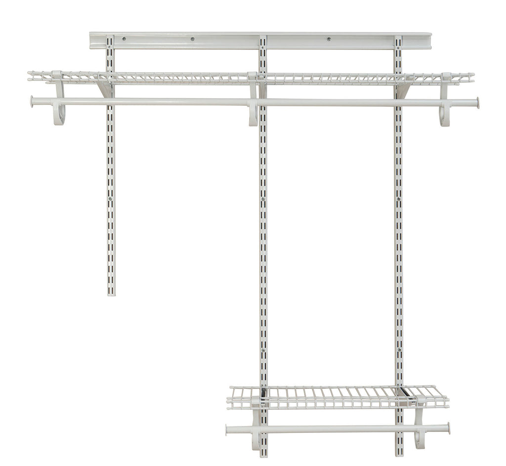 ClosetMaid ShelfTrack Wire Closet Organizer System, Adjustable from 2 to 4 Ft., With Shelves, Clothes Rods, Hardware, Durable Steel, White