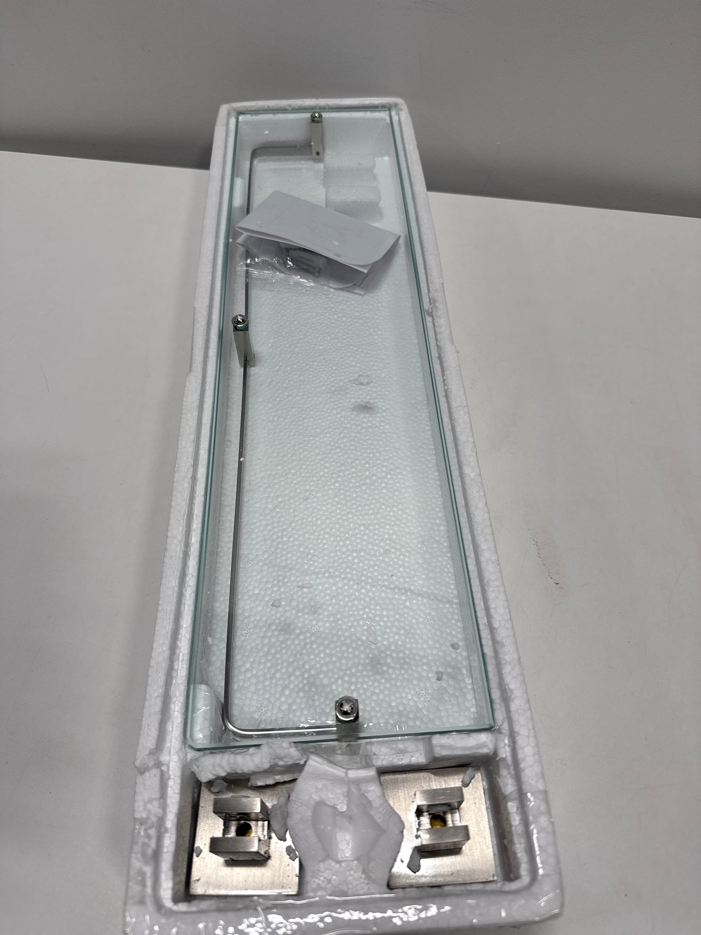 Signature Hardware 916705 Albury 20" Tempered Glass Bathroom Shelf Brushed Nickel