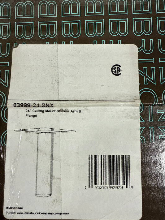 Brizo 83999-24 Essential 24" Ceiling Mounted Shower Arm with Square Flange Brilliance Black Onyx
