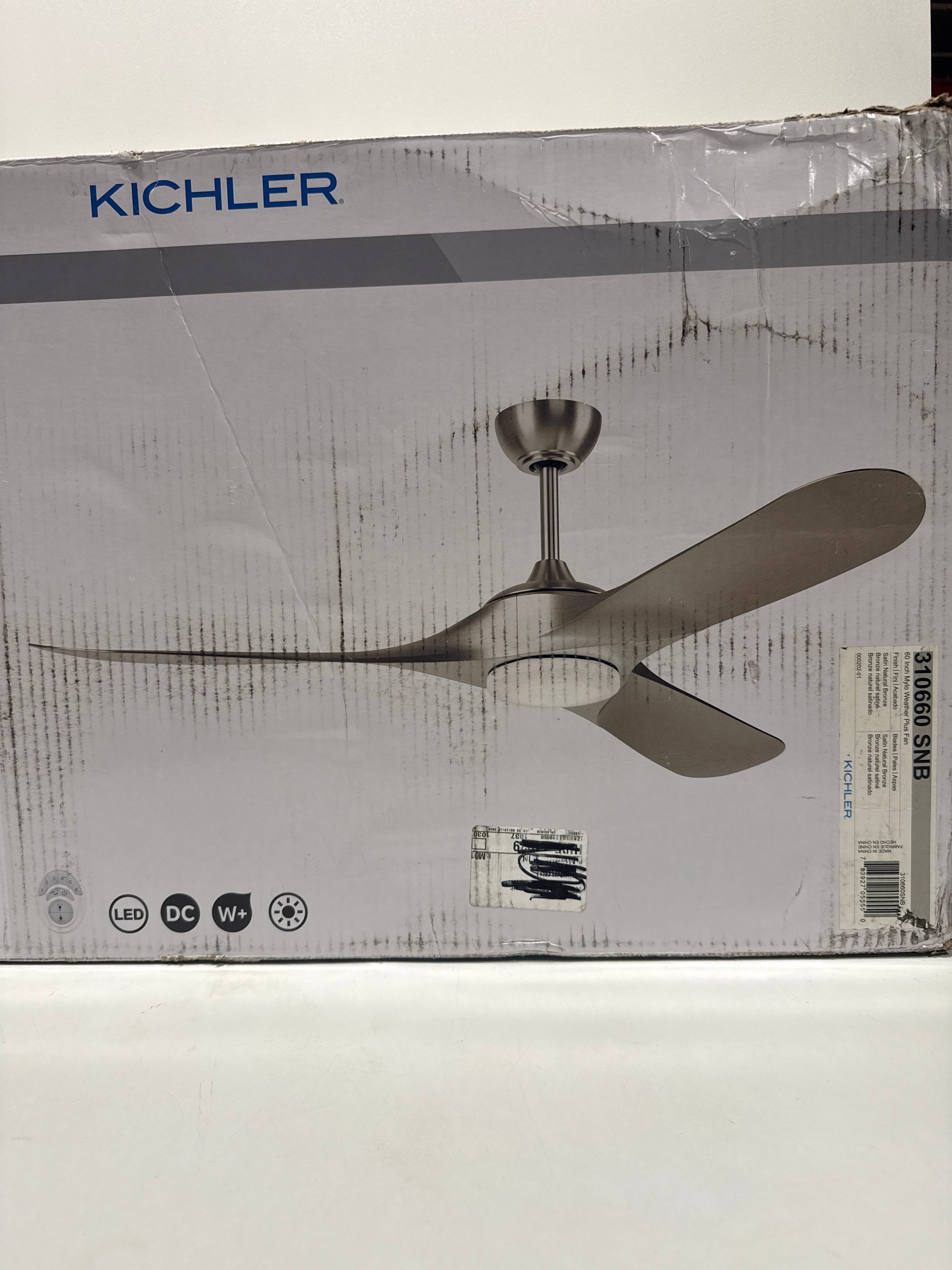 Kichler Lighting Mylo 60 Inch Outdoor Rated Ceiling Fan Mylo - 310660SNB - Modern Contemporary