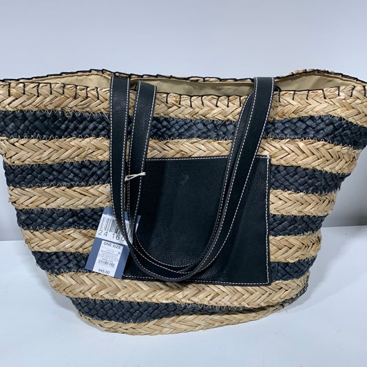 Striped Straw Basket Tote Handbag - Universal Thread Black