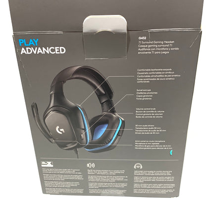Logitech - G432 Wired Gaming Headset for PC - Black/Blue