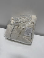 Stitched Burlap 36 in. W X 36 in. L Light Filtering Tier Window Panel in Soft White Dove Grey Pair