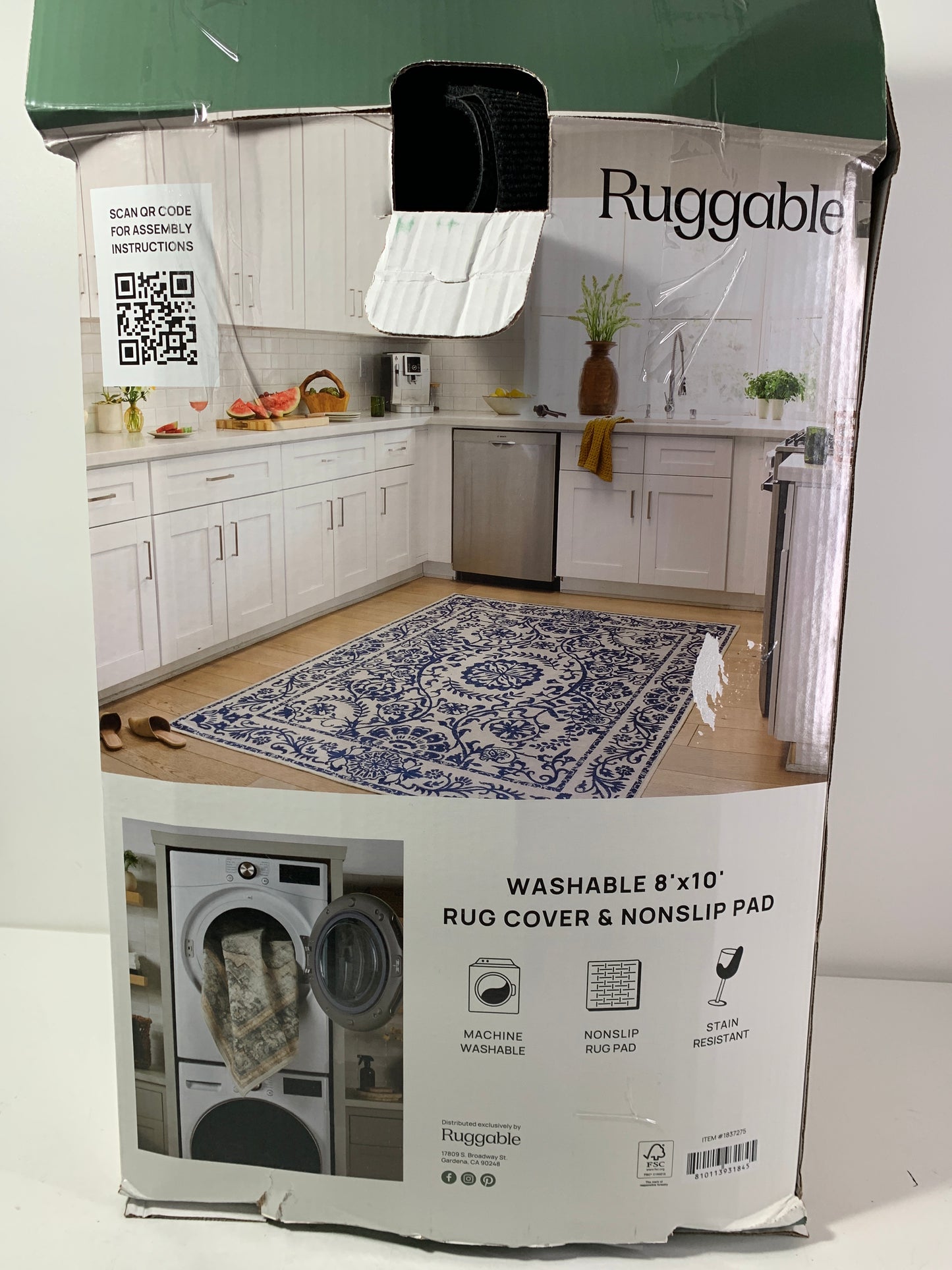 Ruggable Washable 8' x 10' Rug Cover & Nonslip Pad