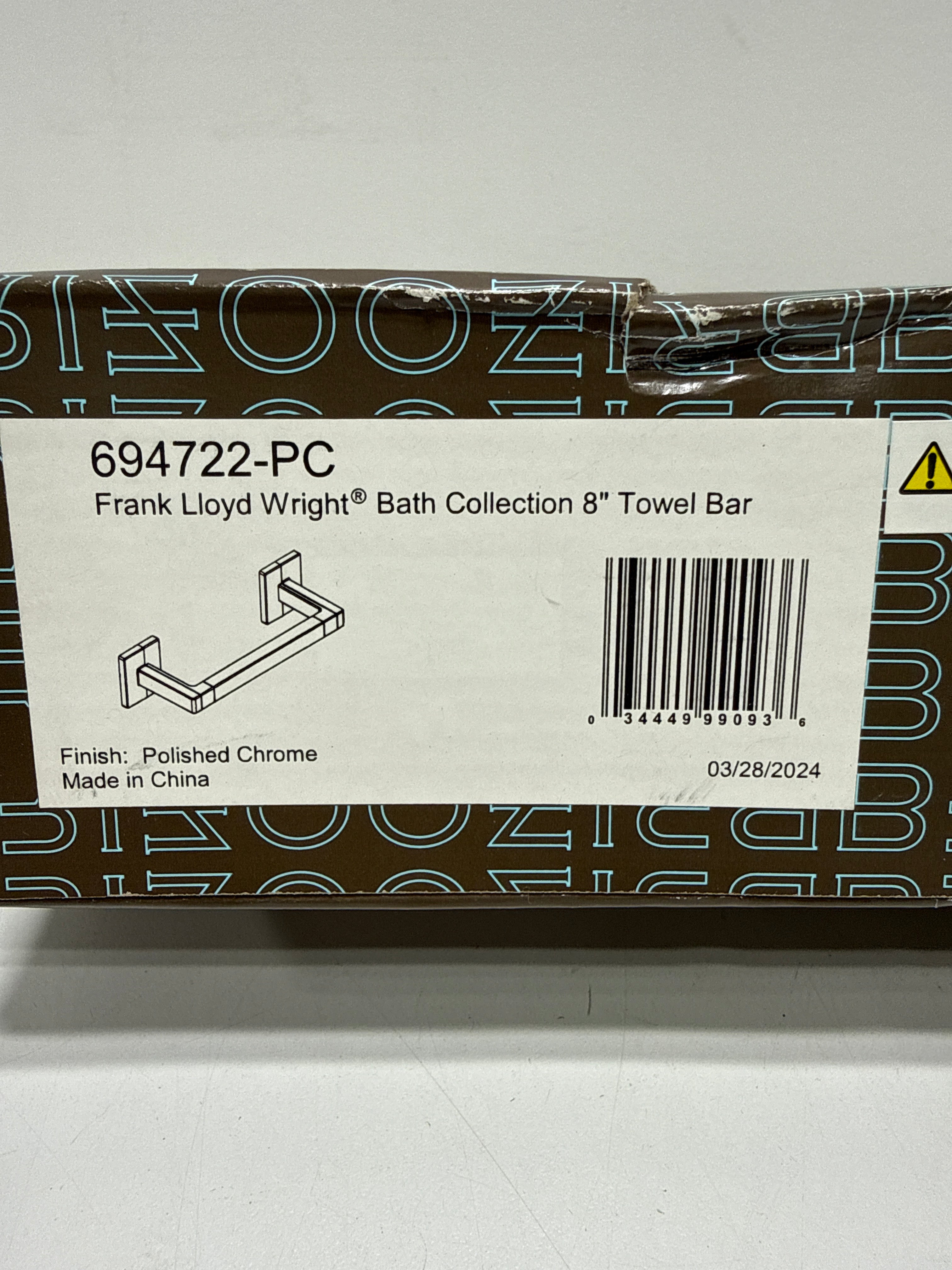 Brizo 694722 Frank Lloyd Wright Wall Mount 8" Towel Bar Chrome