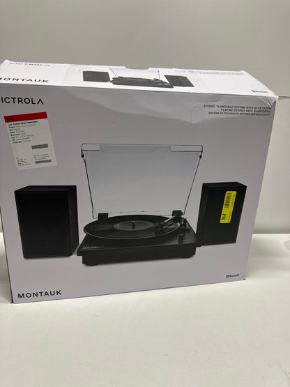 Victrola - Montauk Bluetooth Record Player with 3 Speed Turntable and Bookshelf Speakers - Black