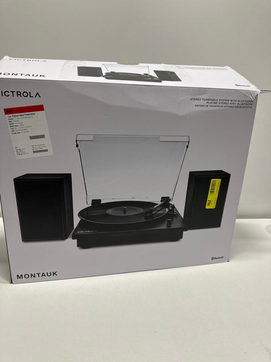Victrola - Montauk Bluetooth Record Player with 3 Speed Turntable and Bookshelf Speakers - Black