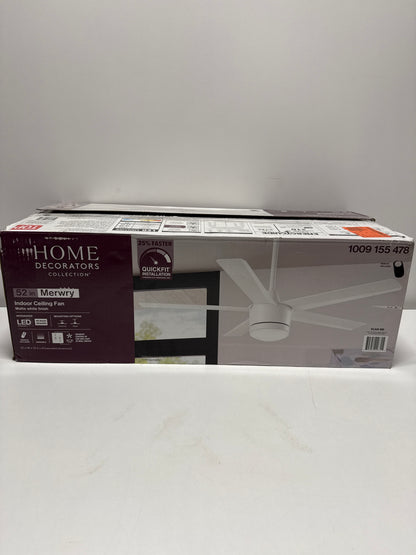 Merwry 52 in. Intergrated LED Matte White Ceiling Fan with Light and Remote Control